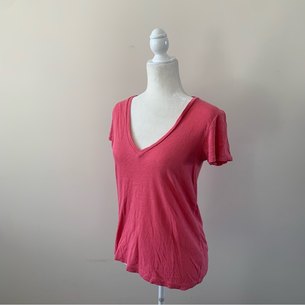J. Crew Pink Short Sleeve V-Neck Tee